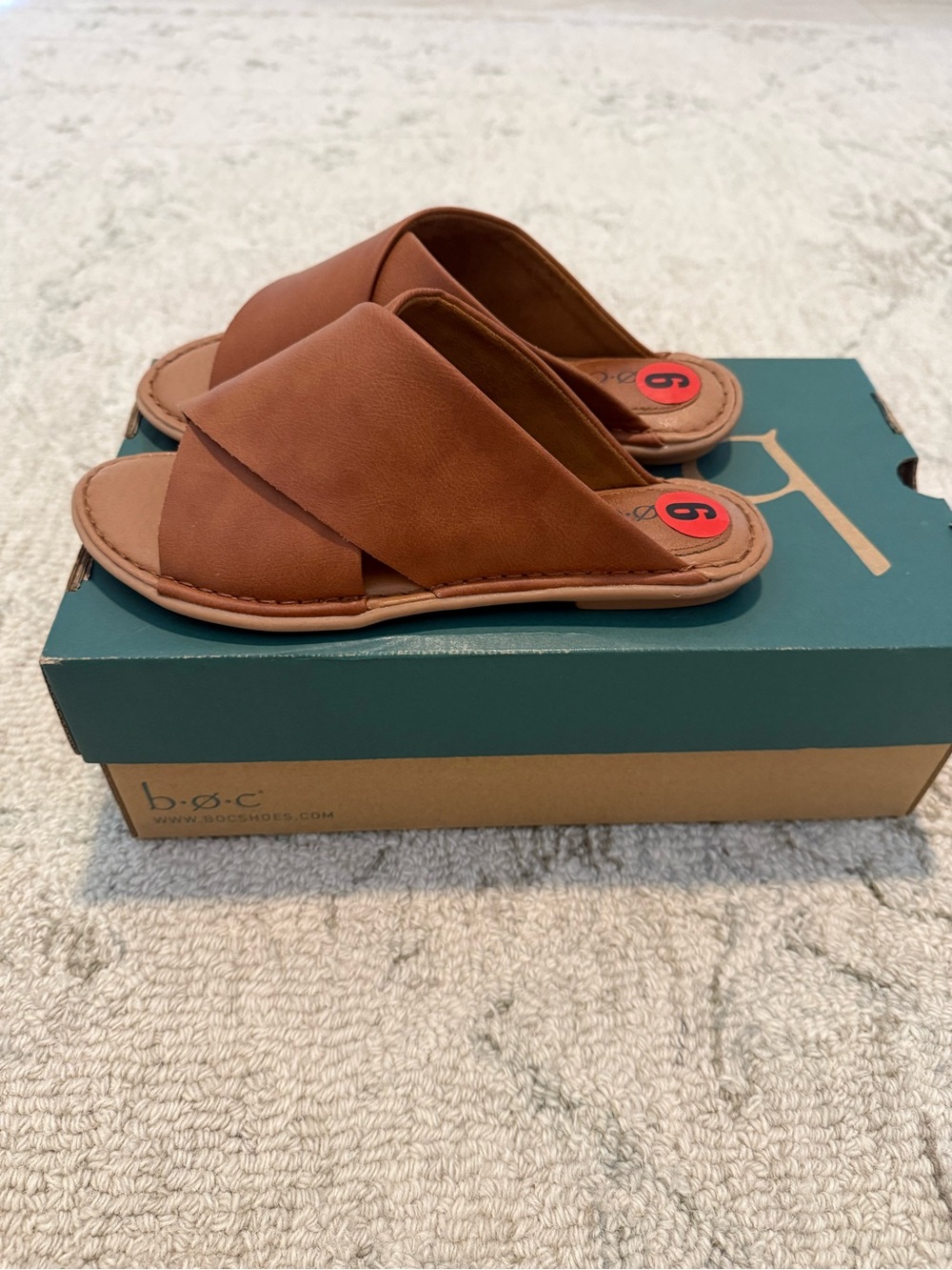b.o.c. Tan Slip-On Leather Crossover Mules - Picture 4 of 6